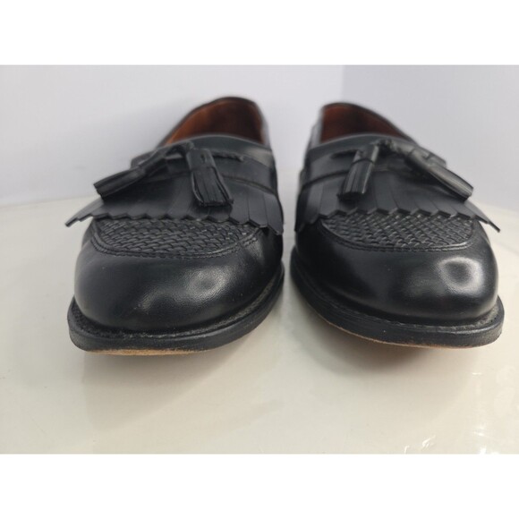 Allen Edmonds \'Cody\' Black Leather  Dress Loafer Woven Detail &Tassels S 14 EUC
